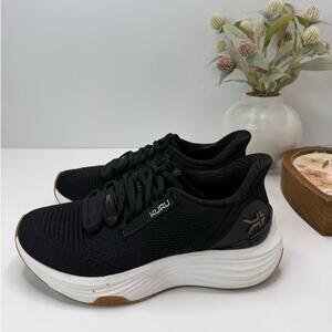 Kuru Atom 2 Walking Comfort Sneaker Jet Black/White Women 6.5 Wide Light wear
